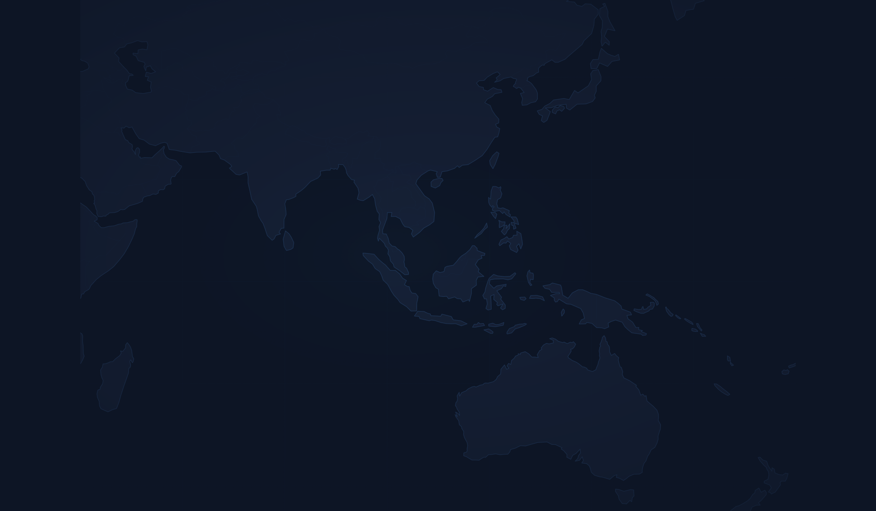 Mapa estilizado de Asia, Oceanía y Australia sobre fondo azul marino